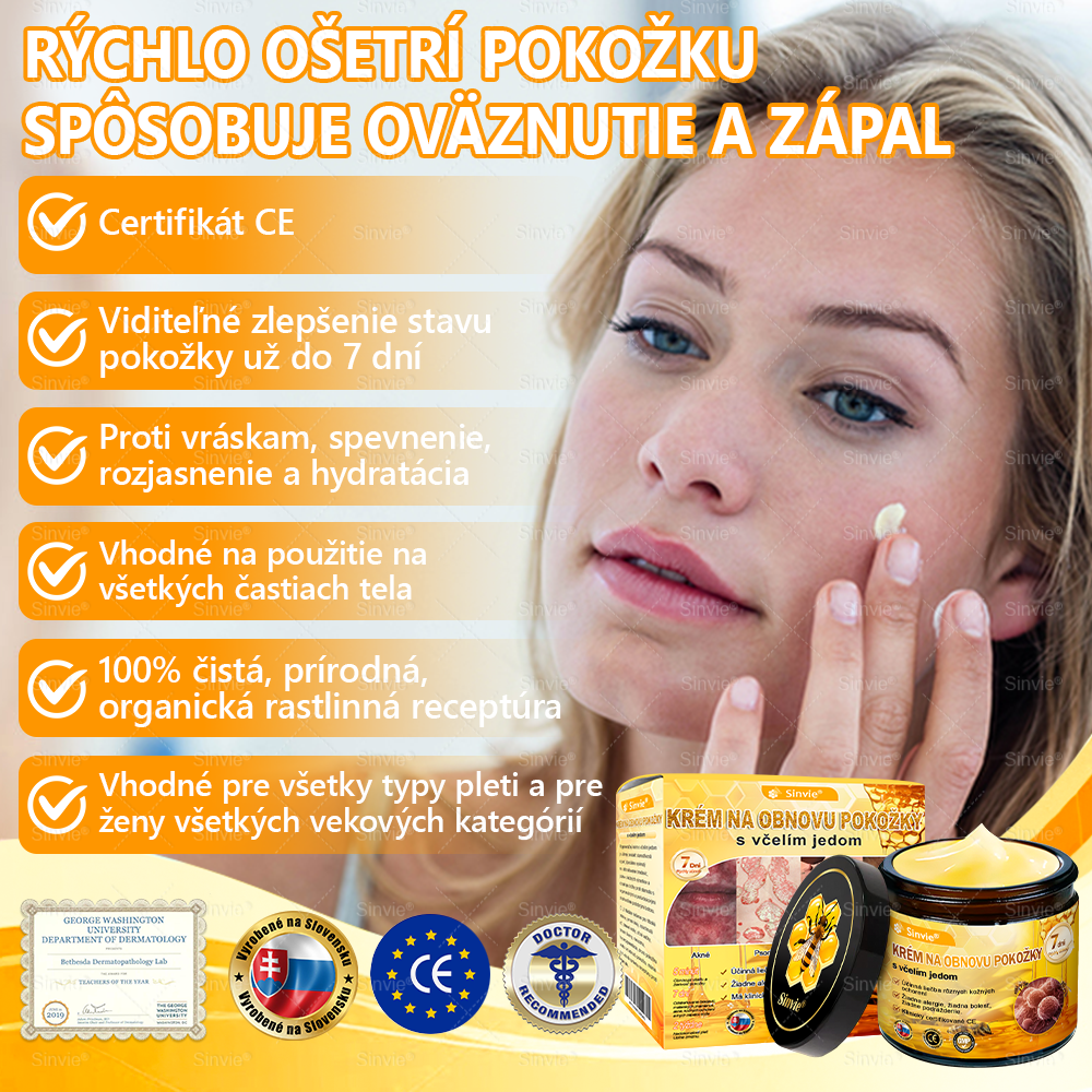 💛Sinvie® Krém na obnovu pokožky s včelím jedom 🔥 Odporúčané dermatológmi | Proti vráskam, pigmentovým škvrnám a ochabnutej pokožke – 50 ml