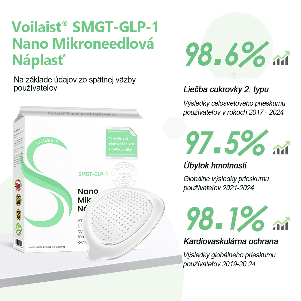 🍏Voilaist® SMGT-GLP-1 Nano Mikroneedlová Náplasť (Bezbolestné, dlhotrvajúce, rieši cukrovku, obezitu a kardiovaskulárne ochorenia)