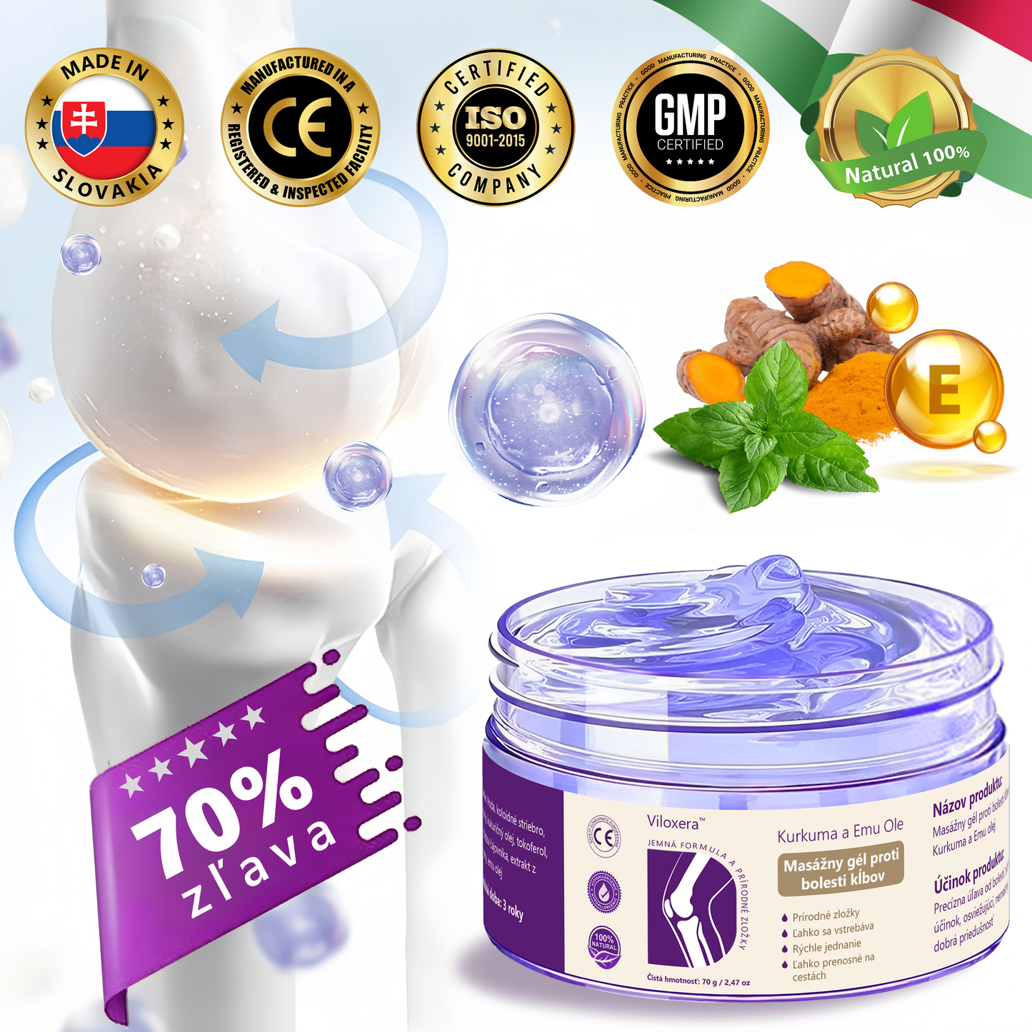 ✨🪻✨Viloxera™ Kurkuma a Emu Olej Masážny gél proti bolesti kĺbov👨⚕️Schválené Slovenskou ortopedickou spoločnosťou (SOTS)