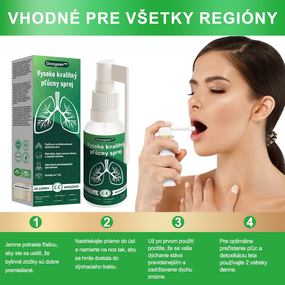 🌿𝐆𝐨𝐨𝐲𝐞𝐞𝐫™ Vysoko kvalitný pľúcny sprej -🧑⚕️ Podporuje zdravie pľúc, priedušiek a dutín, podporuje zdravie dýchacieho systému a ľahšie dýchanie
