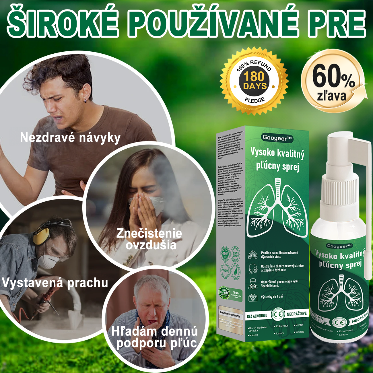 🍀𝐆𝐨𝐨𝐲𝐞𝐞𝐫™ Vysoko kvalitný pľúcny sprej -🧑⚕️ Podporuje zdravie pľúc, priedušiek a dutín, podporuje zdravie dýchacieho systému a ľahšie dýchanie.