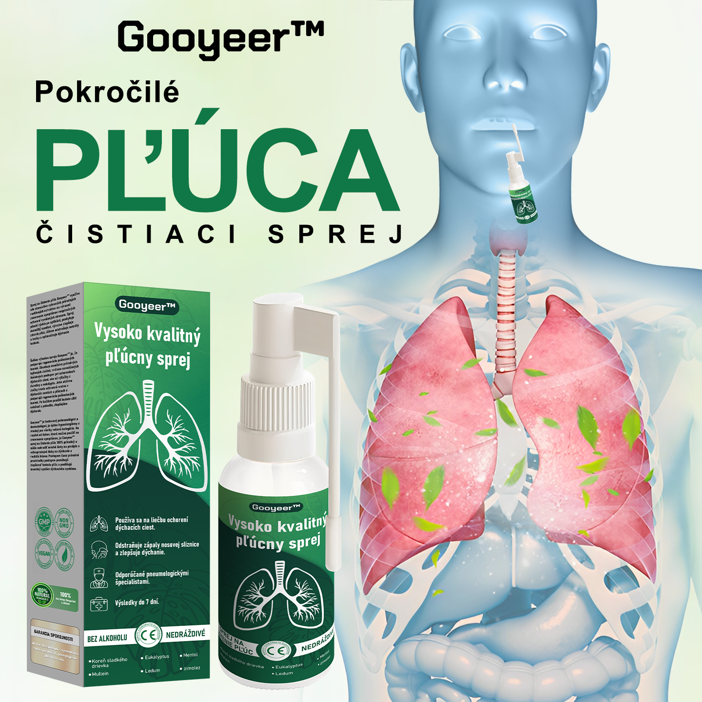 🌿𝐆𝐨𝐨𝐲𝐞𝐞𝐫™ Vysoko kvalitný pľúcny sprej -🧑⚕️ Podporuje zdravie pľúc, priedušiek a dutín, podporuje zdravie dýchacieho systému a ľahšie dýchanie
