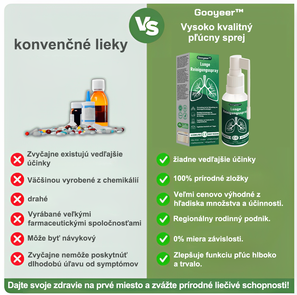🌿𝐆𝐨𝐨𝐲𝐞𝐞𝐫™ Vysoko kvalitný pľúcny sprej -🧑⚕️ Podporuje zdravie pľúc, priedušiek a dutín, podporuje zdravie dýchacieho systému a ľahšie dýchanie