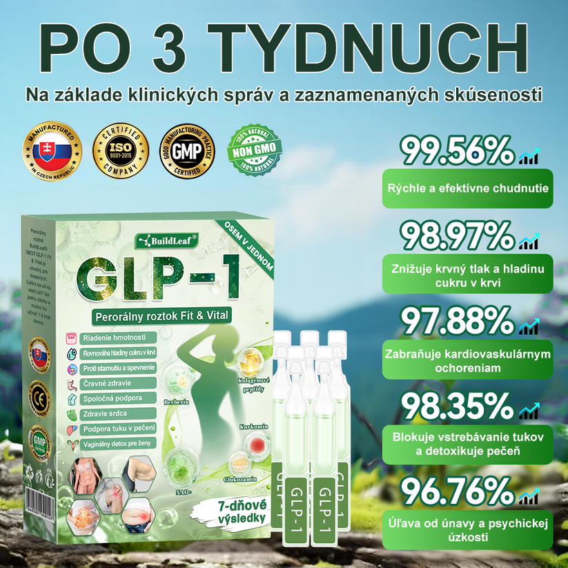 🍏🍏BuildLeaf® GLP-1 6-v-1 Fit & Vital Perorálny Roztok ✅ (Len raz denne, viditeľné zmeny už za 7 dní) Pre obezitu, kardiovaskulárne ochorenia, cukrovku, spánkové apnoe, zdravie čriev, problémy s kĺbmi a ďalšie
