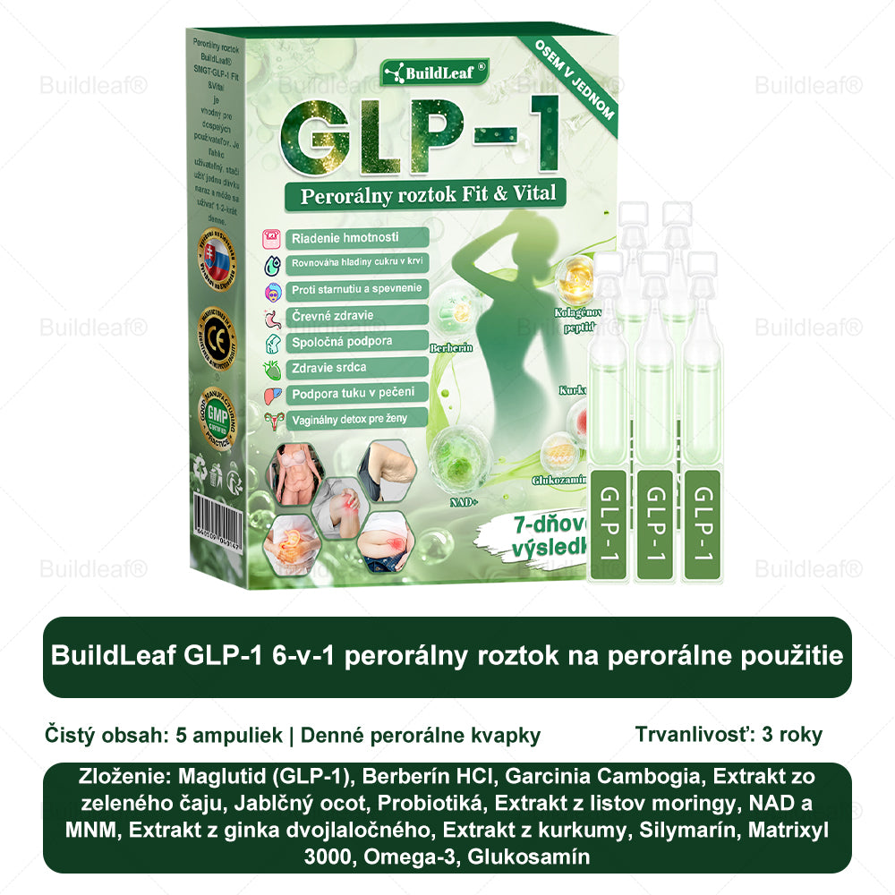 🍏🍏BuildLeaf® GLP-1 6-v-1 Fit & Vital Perorálny Roztok ✅ (Len raz denne, viditeľné zmeny už za 7 dní) Pre obezitu, kardiovaskulárne ochorenia, cukrovku, spánkové apnoe, zdravie čriev, problémy s kĺbmi a ďalšie