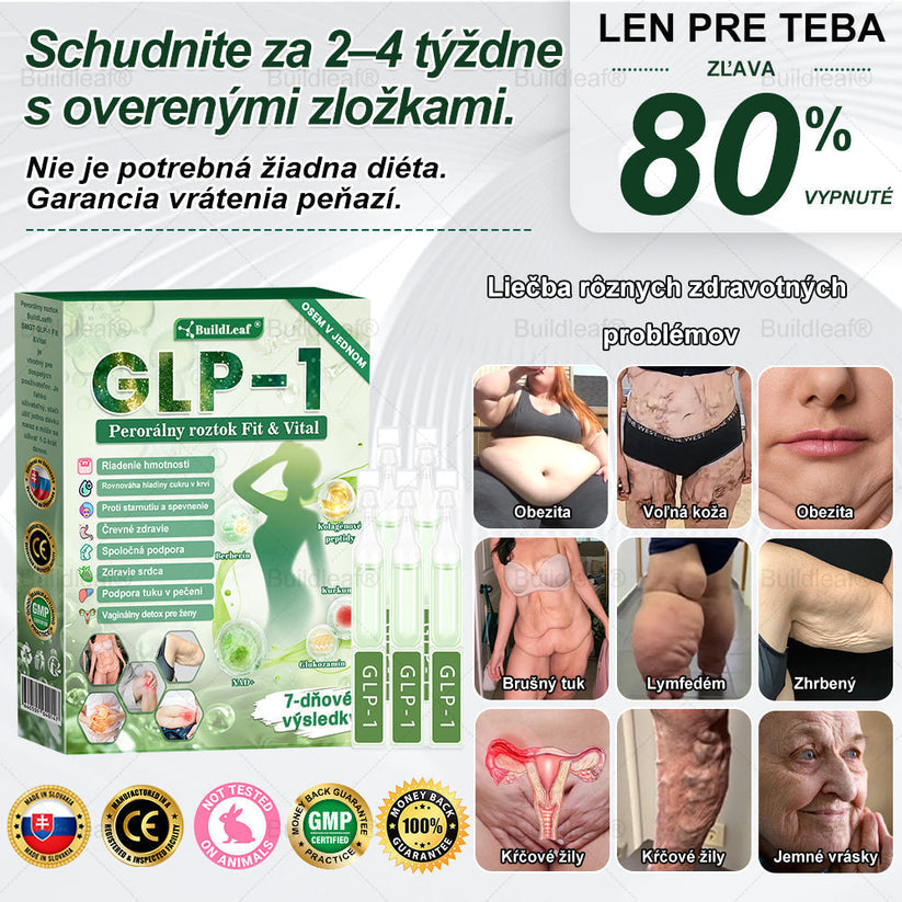 🍏🍏BuildLeaf® GLP-1 6-v-1 Fit & Vital Perorálny Roztok ✅ (Len raz denne, viditeľné zmeny už za 7 dní) Pre obezitu, kardiovaskulárne ochorenia, cukrovku, spánkové apnoe, zdravie čriev, problémy s kĺbmi a ďalšie