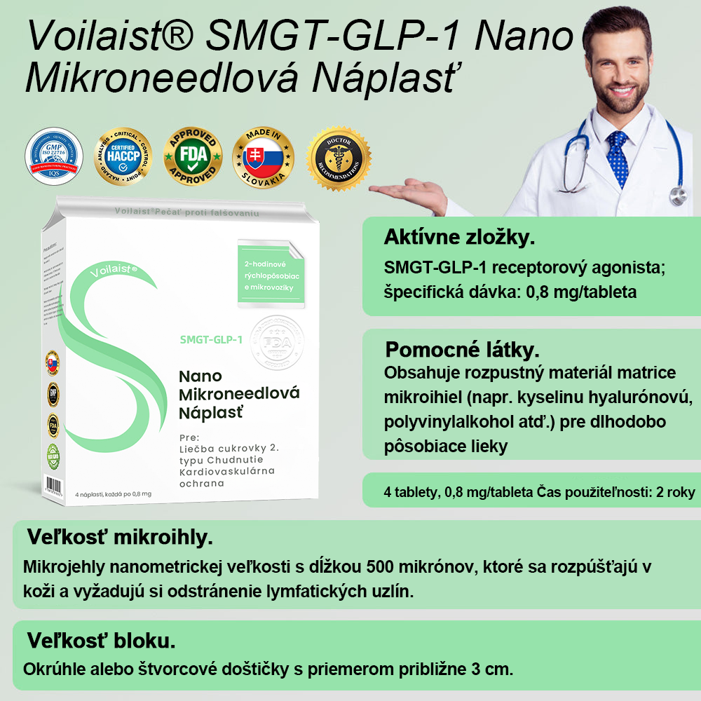 🍏Voilaist® SMGT-GLP-1 Nano Mikroneedlová Náplasť (Bezbolestné, dlhotrvajúce, rieši cukrovku, obezitu a kardiovaskulárne ochorenia)